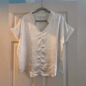 Women's White V-Neck Top